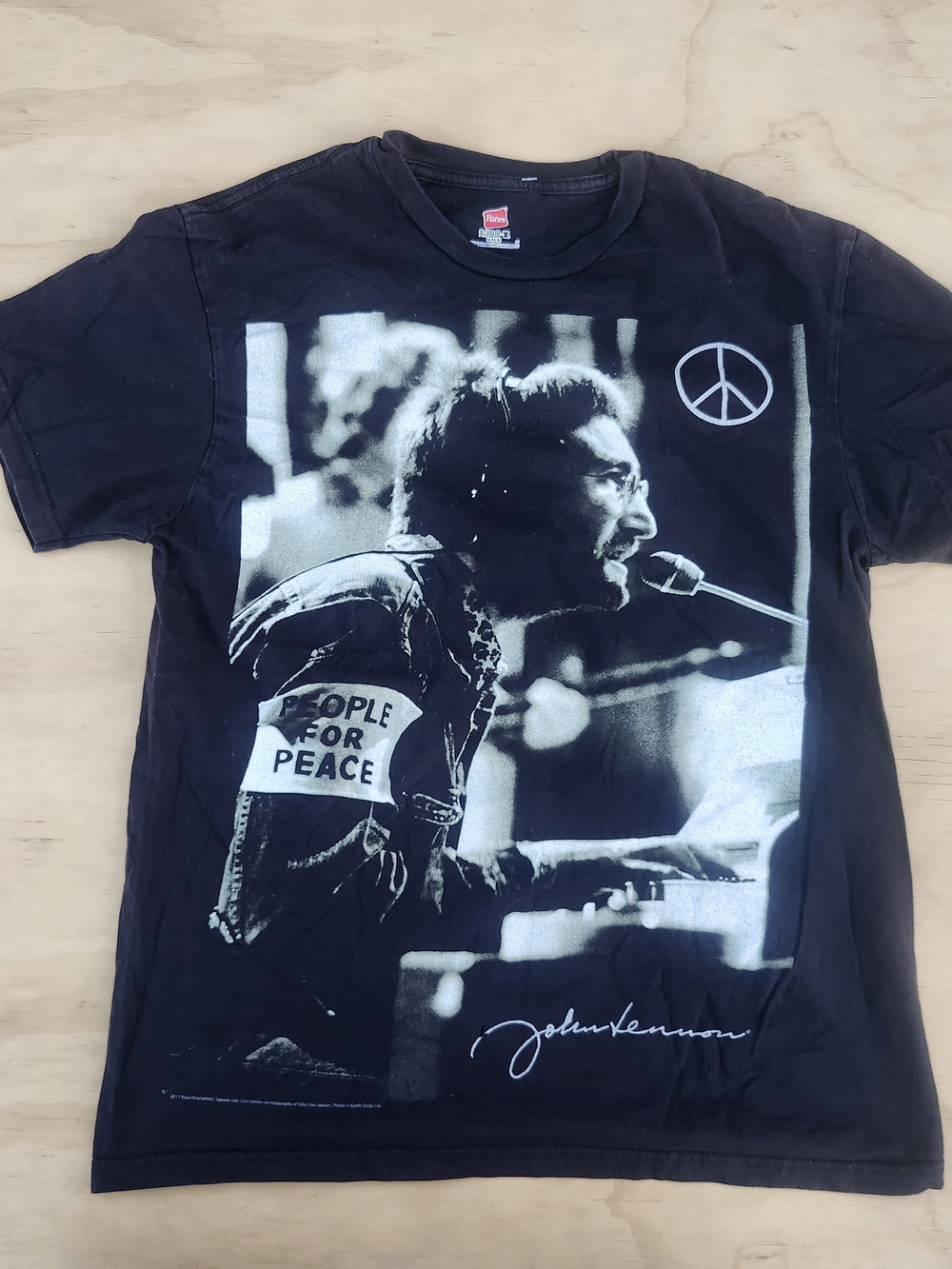 Hanes Black Graphic Tee with White Photo Print